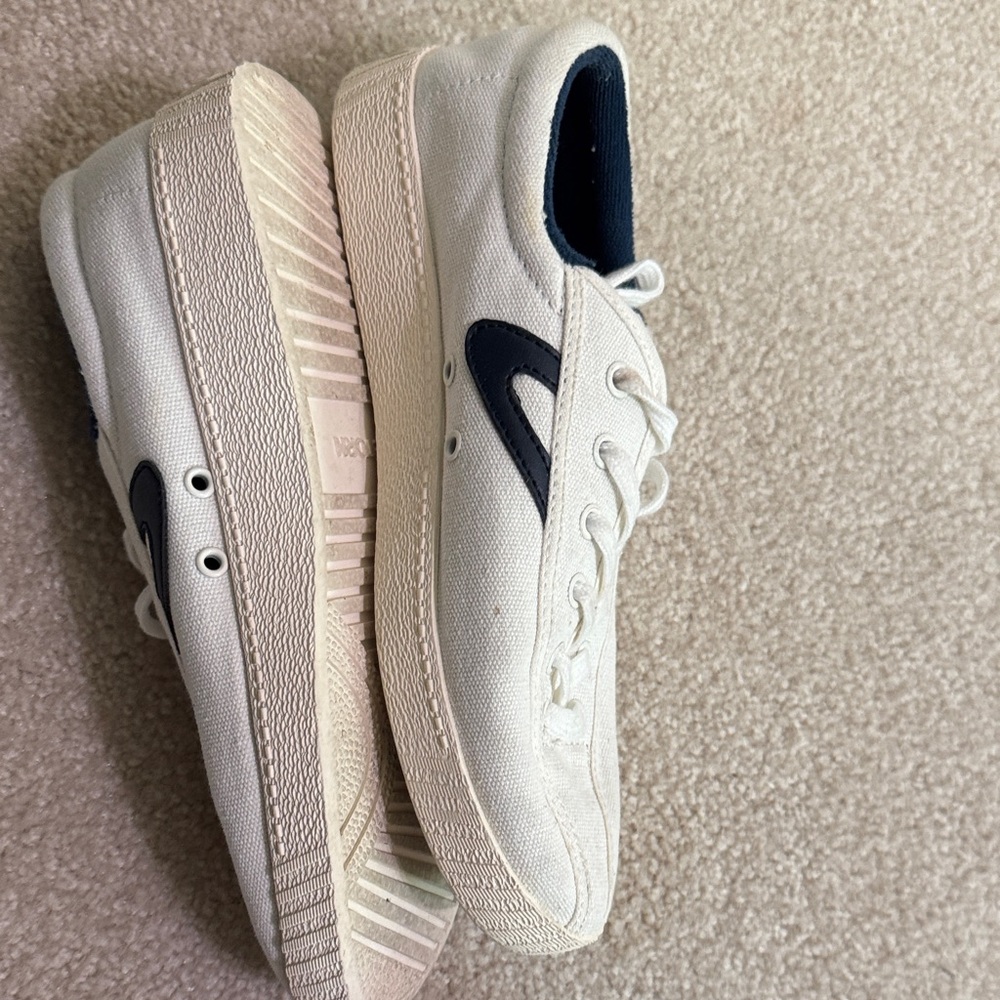 Tretorn White Canvas Sneakers with Black Accents - Picture 3 of 4